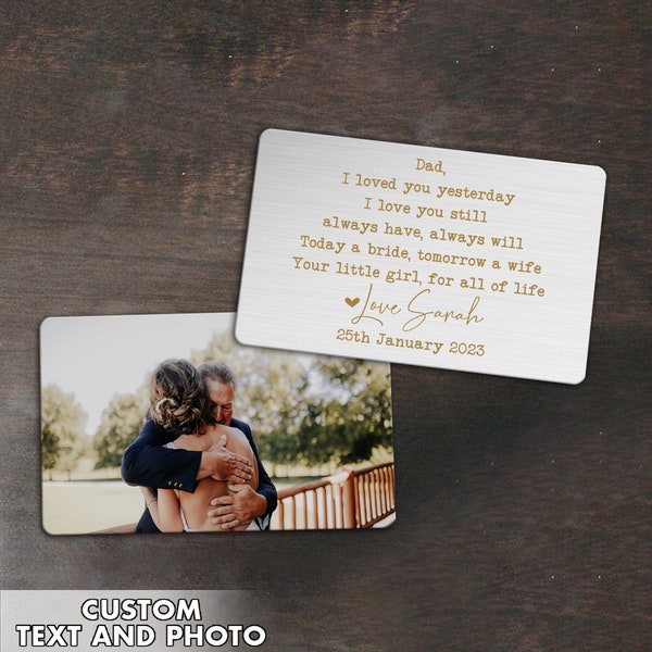 Father of the Bride Gift, Dad Gift Ideas, Dad Wedding Gift For Dad, Personalized Metal Wallet Photo Card, Gift From Bride, Wedding Keepsake