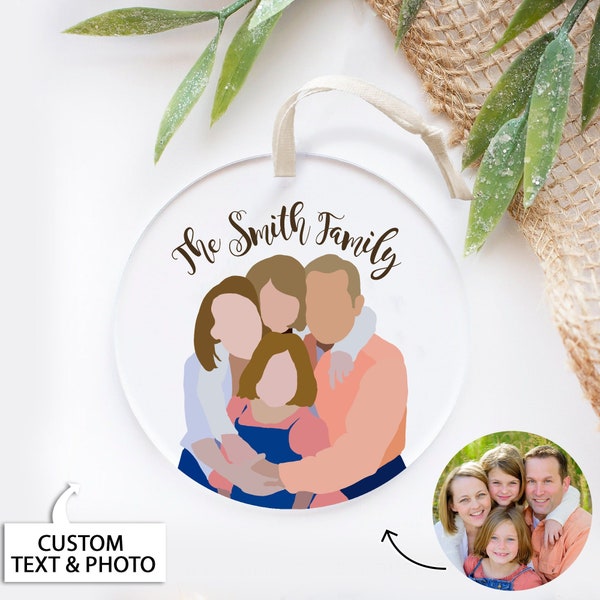 Family Christmas Ornament, Custom Family Portrait Ornament, Custom Faceless Portrait From Photo, Family Ornament, Custom Family Photo Gift