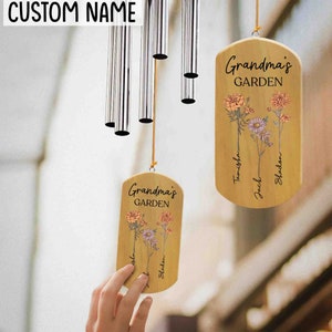Custom Grandma Wind Chime, Mother's Day Gift, Gift for Grandma, Mother's Day Gift for Grandma, Grandma's Garden Birth Flower Wind Chime