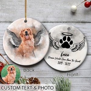 Christmas Dog Memorial Watercolor Wings Loved Beyond Words Personalized Dog Decorative Memorial Ornament