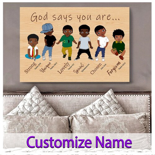 Personalized Black Girl God Says You Are Poster Canvas Black Etsy