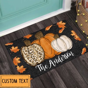 Pumpkin Welcome Mat, Pumpkin Doormat, Personalized Doormat, Fall Doormat, Fall Decor, Farmhouse Doormat, Housewarming Gift, New Home Gift image 6