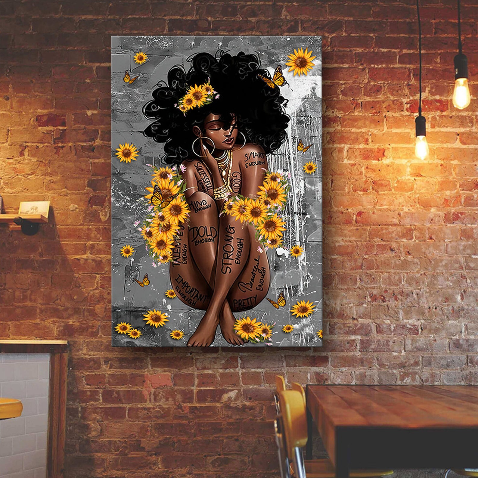 Naked Afro Queen Poster Black Queen Sunflower Art Black - Etsy