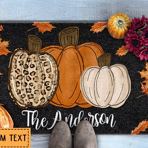 Pumpkin Welcome Mat, Pumpkin Doormat, Personalized Doormat, Fall Doormat, Fall Decor, Farmhouse Doormat, Housewarming Gift, New Home Gift image 3