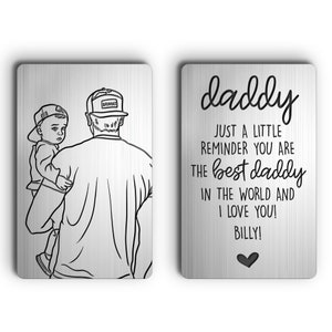 Personalized Fathers Day Gift, Custom Photo Portrait Gift, Wallet Insert Card For Dad, Dad Gifts From Wife, Gift From Kids, 1st Fathers Day