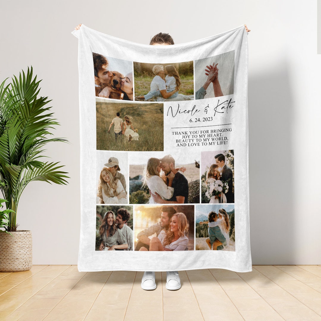 Custom Photo Collage Blanket, Personalized Memorial Throw Blanket