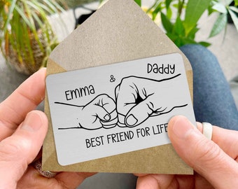 Vaderdagcadeau voor papa, vaderdag portemonnee kaart met kindernaam, eerste bump card cadeau, beste vriend voor het leven, 1e vaderdagcadeau, papa geschenken