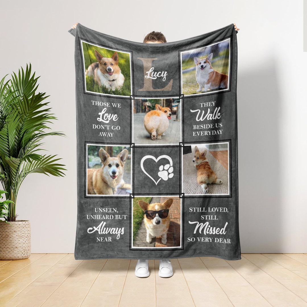 Personalized Dog Photo Blanket, Dog Memorial Gift, Pet Sympathy Gift