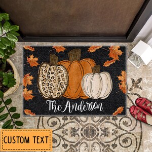 Pumpkin Welcome Mat, Pumpkin Doormat, Personalized Doormat, Fall Doormat, Fall Decor, Farmhouse Doormat, Housewarming Gift, New Home Gift image 5