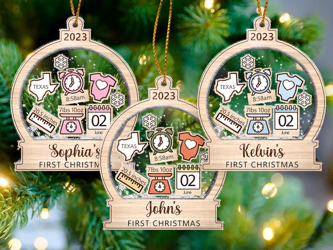 1st Christmas 4D Shake Ornament, Personalized Baby
