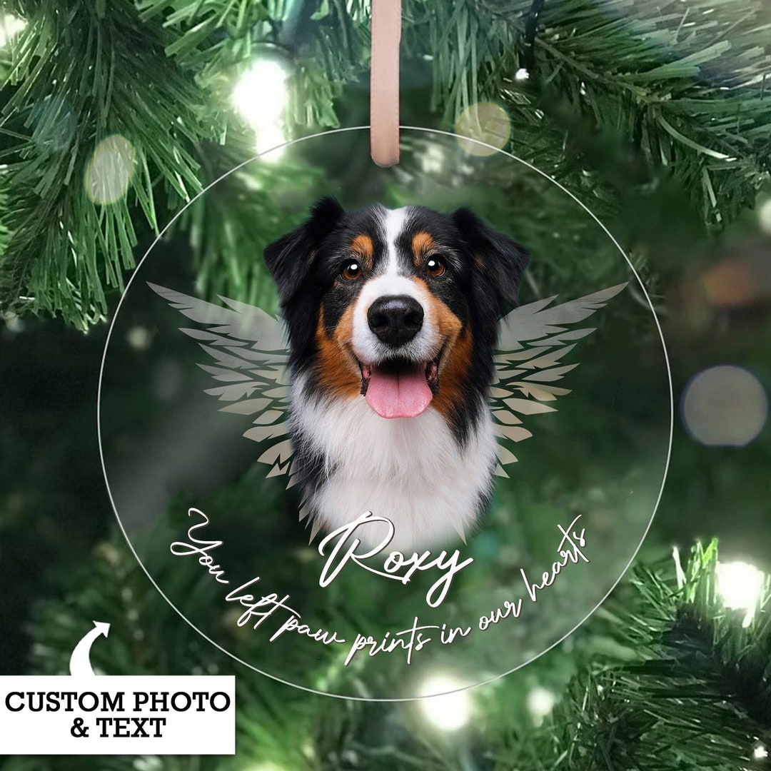 Personalized Pet Memorial Ornament With Photo, Christmas Dog Memorial