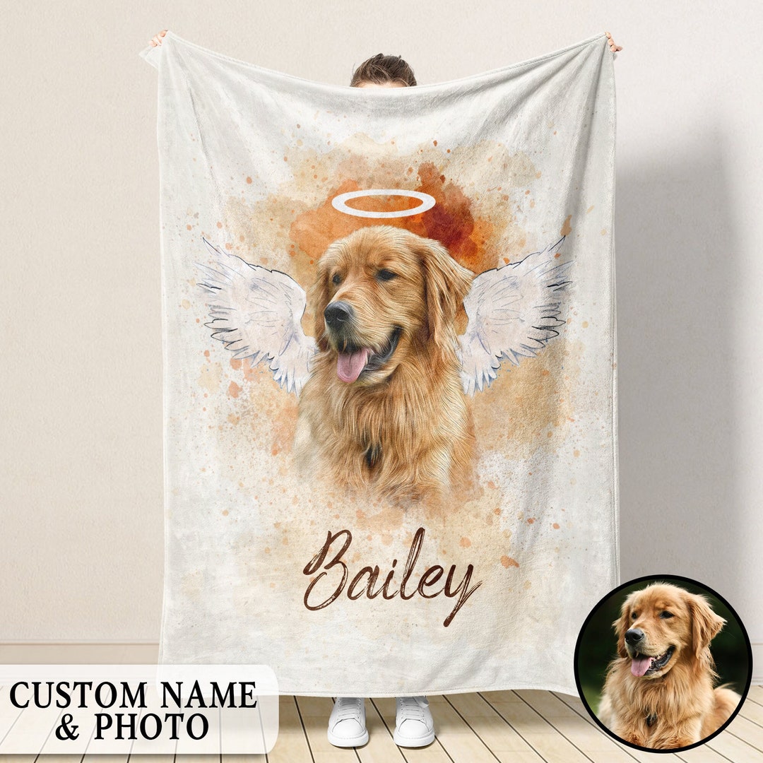 Personalized Pet Memorial Photo Blanket, Pet Loss Gifts, Christmas Dog Memorial Blanket, Dog