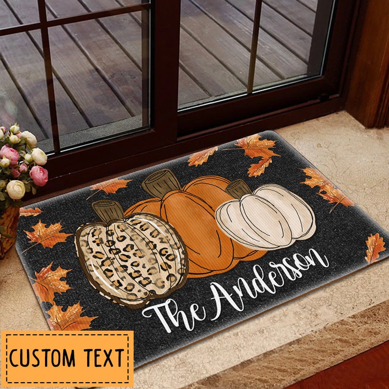 Pumpkin Welcome Mat, Pumpkin Doormat, Personalized Doormat, Fall Doormat, Fall Decor, Farmhouse Doormat, Housewarming Gift, New Home Gift image 7