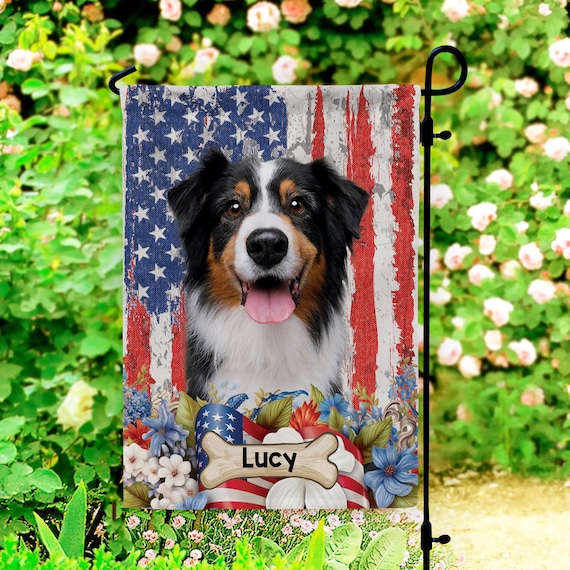 Personalized 4th of July Dog Garden Flag Custom Dog Photo Garden Flag Patriotic Dog Flag Distressed USA Flag Fourth of July Garden Decor Etsy