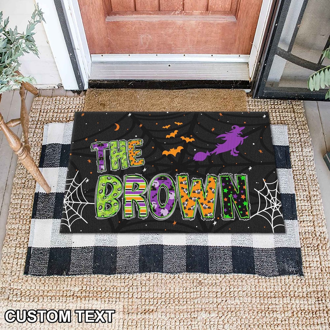 Halloween Doormat, Personalized Halloween Family Doormat, Witch Halloween Decor, Halloween