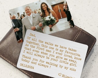 Father Day Gifts, Father of the Bride Gifts, Wedding Gift For Dad, Personalized Metal Wallet Photo Card, Gift From Bride, Wedding Keepsake