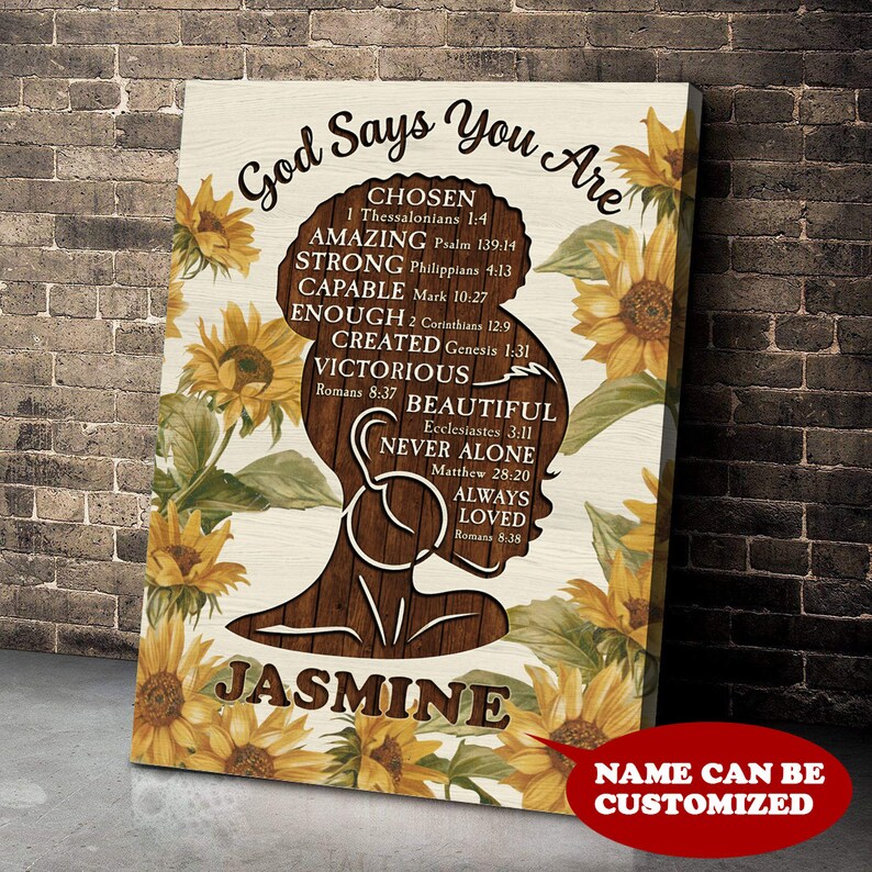 Personalized Black Girl God Says You Are Poster Canvas Black Etsy