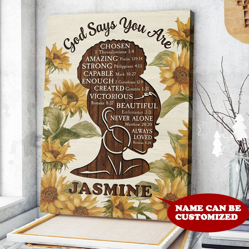 Personalized Black Girl God Says You Are Poster Canvas Black Etsy