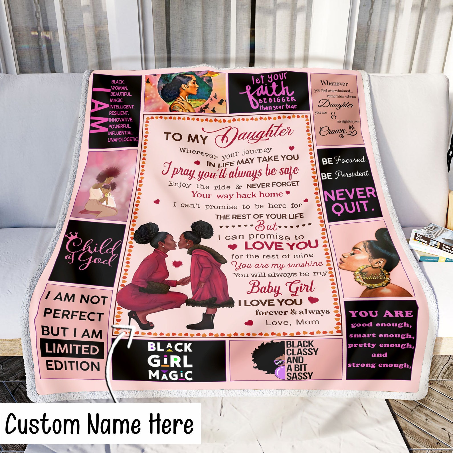 To My Daughter Fleece Blanket Black Mom Daughter Gift Black Etsy