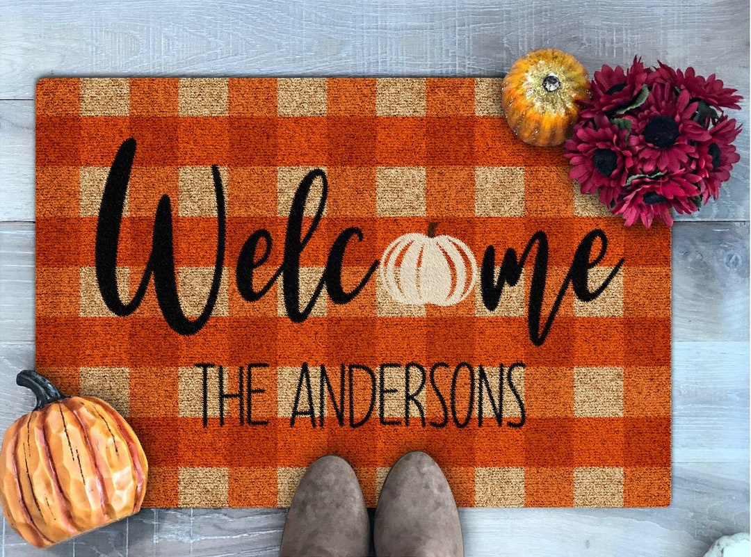 Pumpkin Doormat Fall Doormat Personalized Doormat Etsy