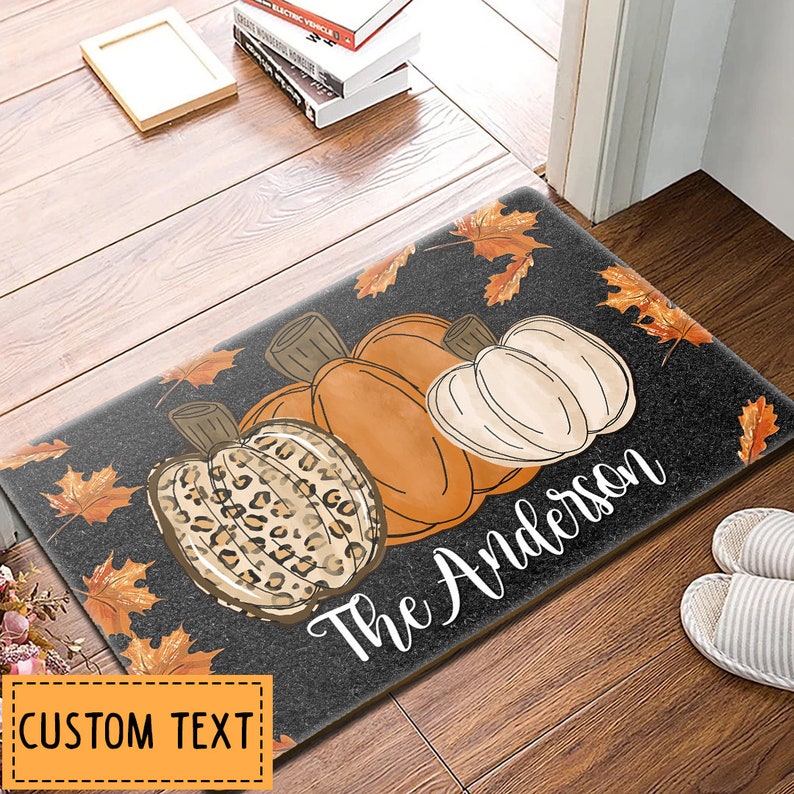 Pumpkin Welcome Mat, Pumpkin Doormat, Personalized Doormat, Fall Doormat, Fall Decor, Farmhouse Doormat, Housewarming Gift, New Home Gift image 8