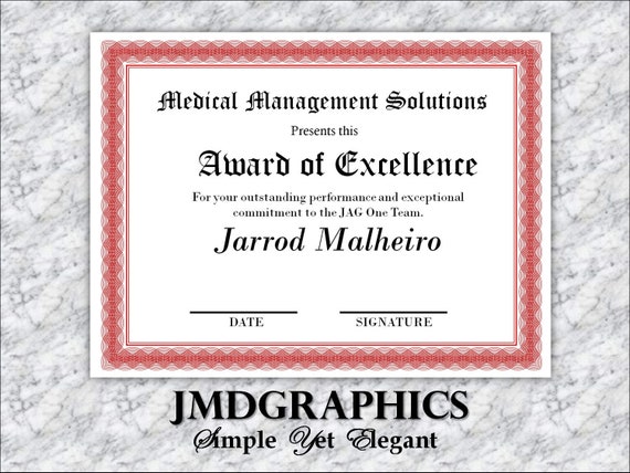 Certificate Template Instant Download Award Of Excellence Etsy Certificate Template Instant Download Award Of Excellence Etsy