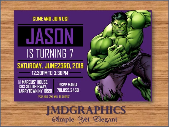 Hulk Invitation Violet Hulk Anniversaire Invitation Etsy France