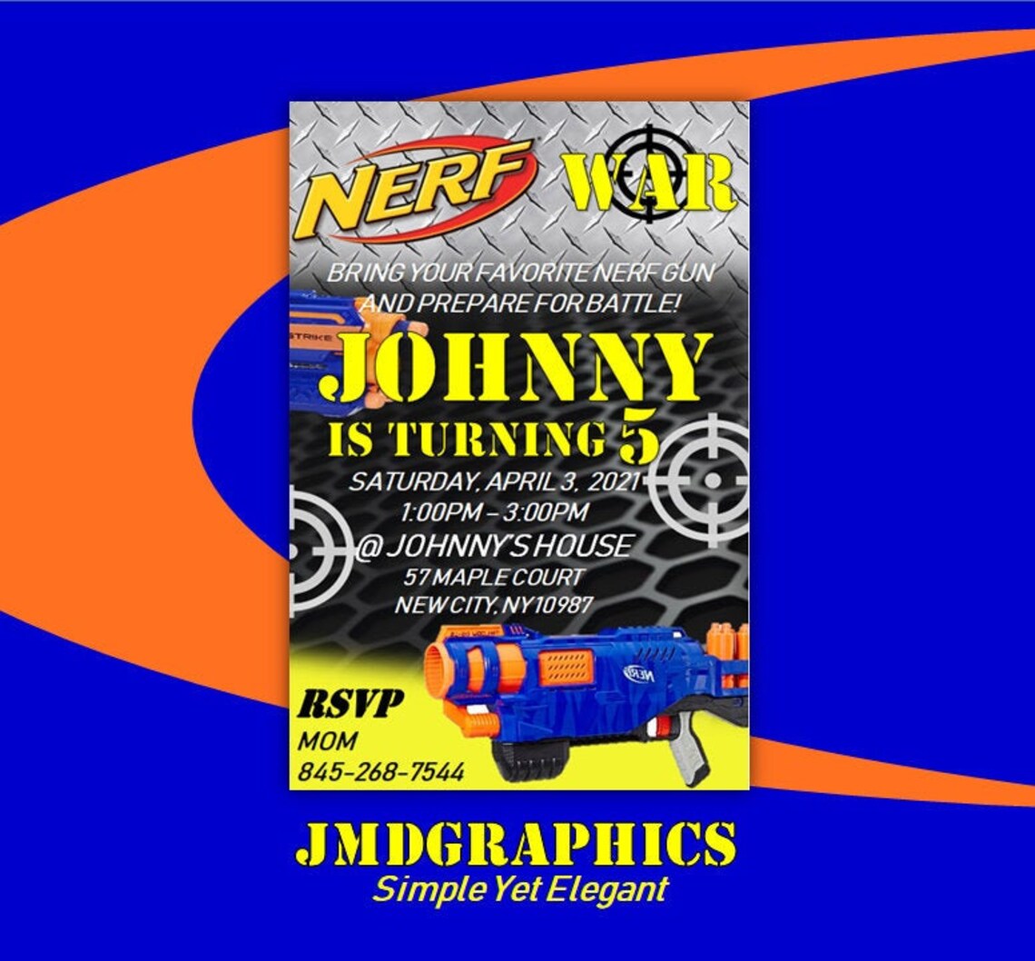 INSTANT DOWNLOAD Nerf Birthday Invitation Nerf War Birthday | Etsy