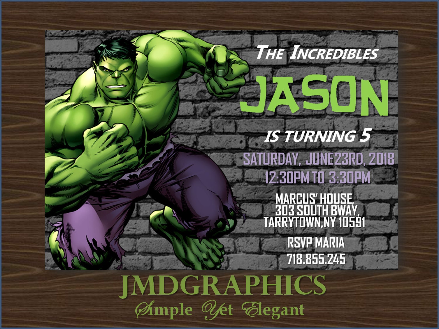 INSTANT DOWNLOAD the Hulk Birthday Invitation the Incredible Etsy