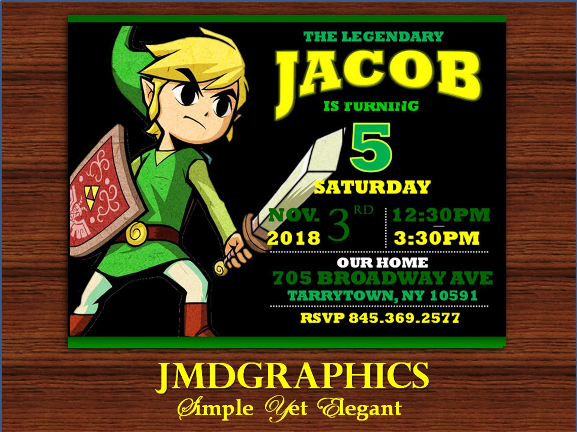 INSTANT DOWNLOAD Legend of Zelda Invitation Zelda Birthday Etsy