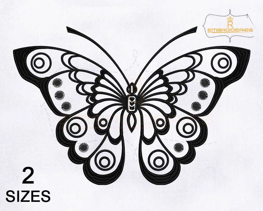 Black and White Butterfly Machine Embroidery Design 4x4 Hoop Etsy