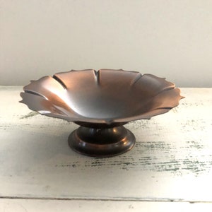 Coppercraft Guild Pedestal Dish - Genuine Copper with Antiqued Finish - From the 1970&#39;s - Trinket Dish, Serving Piece, Decor