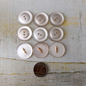Vintage Buttons - Very Light Pearly Pink Large Plastic 2 Hole Buttons - Set of 10 - Sewing, Crafting, Home Decor