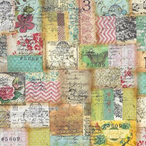Collage numérique 2 - Style Masterboard avec de jolis roses et bleus - Collage pour pages de journaux indésirables, techniques mixtes et créations sur papier
