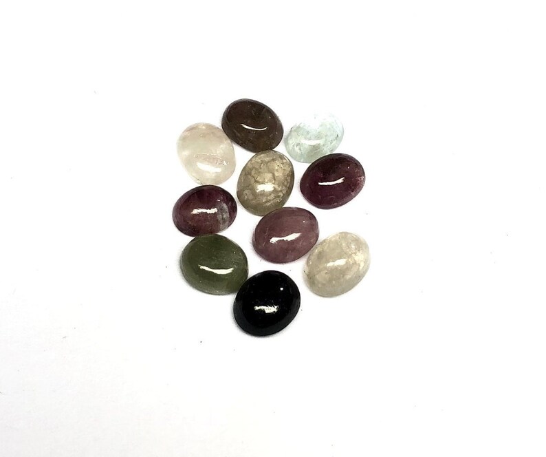 Size- 7x5 to 8x6 MM Loose Cabochon Multi Tourmaline Cabochon Lot 12 CTS Natural Multi Tourmaline Oval Cabochon Lot Smooth Gemstone AAA