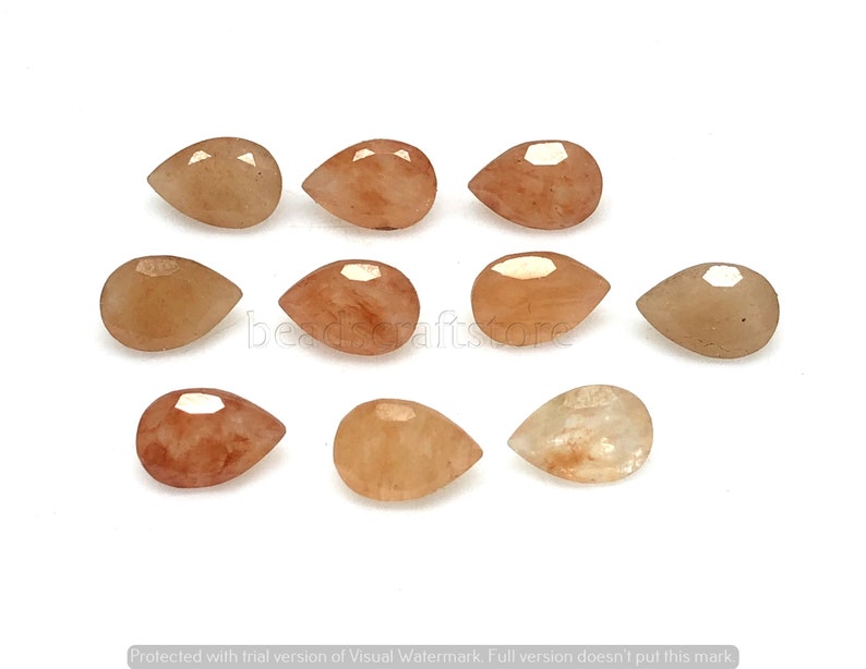 Size- 9x6 MM Peach Moonstone Faceted gemstone Natural Peach Moonstone Pear Cut Cabochon Lot AAA Weight- 15 CTS Loose Gemstone