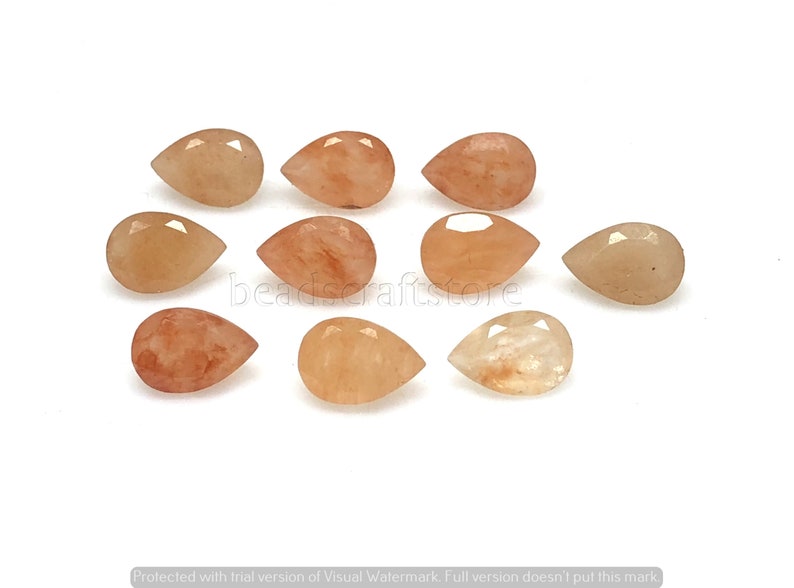 Size- 9x6 MM Peach Moonstone Faceted gemstone Natural Peach Moonstone Pear Cut Cabochon Lot AAA Weight- 15 CTS Loose Gemstone