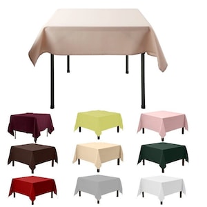 Quadratische Polyester-Tischdecke 52 x 52'' oder 62 x 62'' für quadratische oder runde Tische, perfekt für Hochzeiten, Bankette, Partys, Restaurants