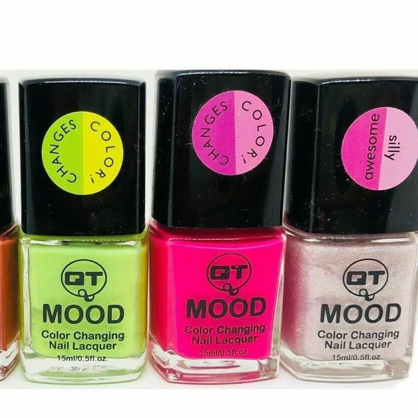 QT Mood Color Changing Nail Polish Lacquer Nail Gel 4 Color Set Made in USA
