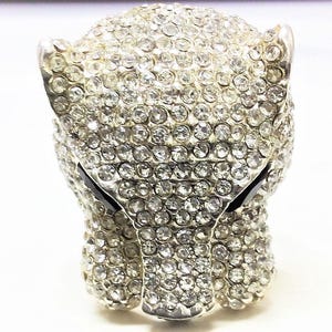 Sterling Silver Plated Panther Ring Leopard Ring with CZ Crystal Size 7 - 9