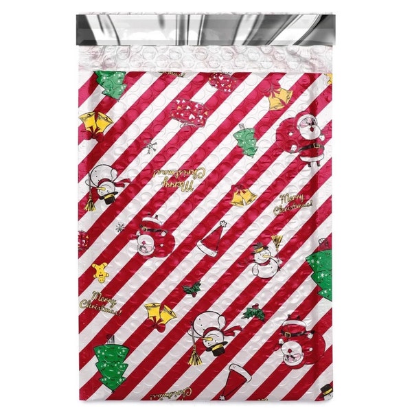 50 Pk Christmas Holiday Design Poly Padded Bubble Mailer Shipping Envelope 6x10”