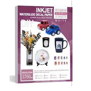 Carta per decalcomanie per acquascivoli Inkjet TRASPARENTE o BIANCO 20 fogli 8,5x11 Carta per decalcomanie per acquascivoli, Ä Carta per decalcomanie per acquascivoli