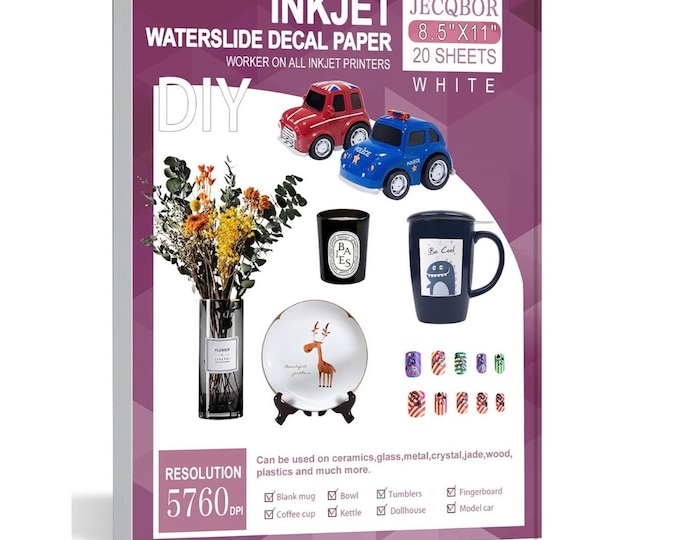 10 Sheets Waterslide Decal Paper. You Choose Inkjet or Laser, Clear or ...