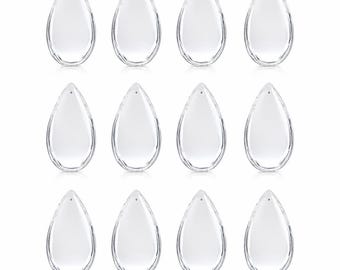 12 Clear Teardrop Crystal Chandelier Drops, 2.2 Inch Hanging Prisms, Replacement Lighting Pendants, Wedding Decor, Suncatcher Charms