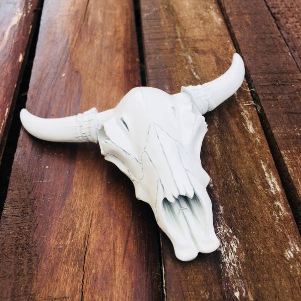 Small White Cow Skull Faux Taxidermy Cow Fake Taxidermy, Animal Head Wall Decor, Wall Mount Rustic Decor, Rustic Home Decor Faux Cow Skull