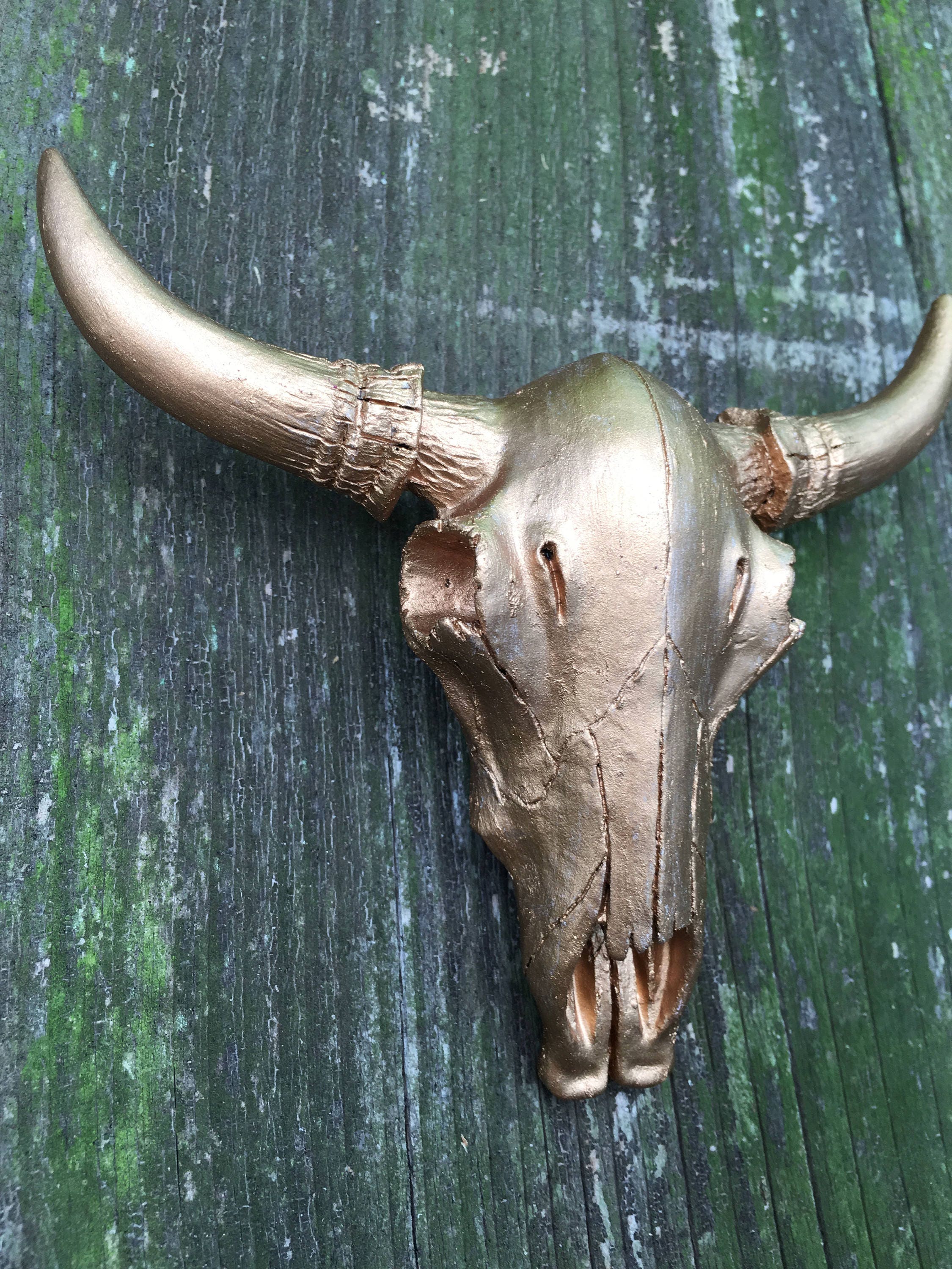 Small Gold Cow Skull Bull Skull Faux Taxidermy Cow Fake Etsy