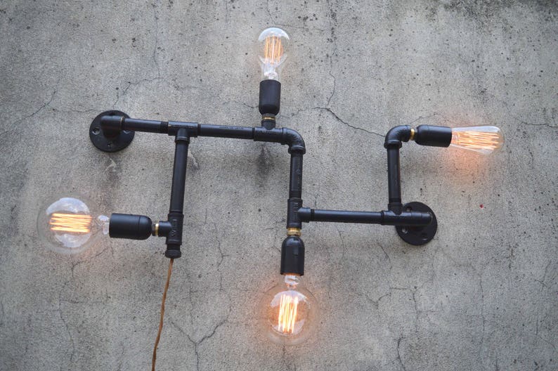 Applique Murale De Tuyauteries Industrielles 4 Light Etsy