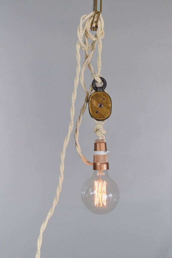 Nautical Rope Copper Plug In Pendant Light Image 0