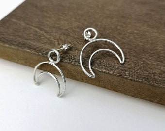 Coven studs - Lunar stud earrings - Half moon studs - Crescent moon stud earrlings