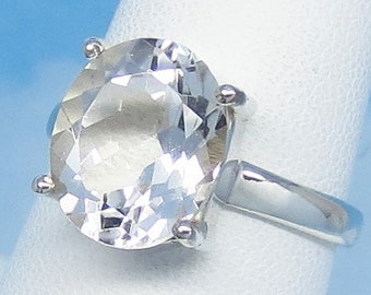 Genuine Sterling Silver Genuine White Topaz Oval Gemstone Baby Ring SIZE 3